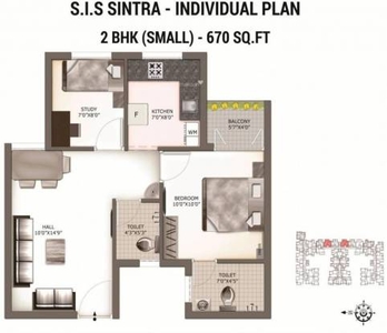 670 sq ft 2 BHK 2T North facing Completed property Apartment for sale at Rs 39.00 lacs in South India SIS Sintra 4th floor in Kolapakkam, Chennai