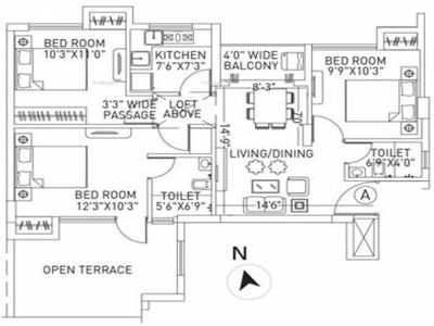 1156 sq ft 3 BHK 2T South facing Apartment for sale at Rs 80.00 lacs in PS Equinox 5th floor in Tangra, Kolkata