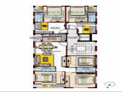 1300 sq ft 3 BHK 2T South facing Completed property Apartment for sale at Rs 60.00 lacs in Project in New Town, Kolkata