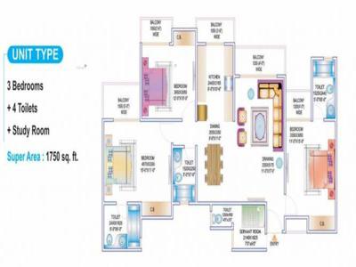 1750 sq ft 3 BHK 4T Apartment for sale at Rs 82.58 lacs in Aims AMG Resi Complex 3 in Sector 75, Noida