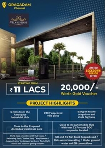 1800 sq ft East facing Plot for sale at Rs 33.30 lacs in Alliance Housing Chennai VillaBelvedere in Oragadam, Chennai