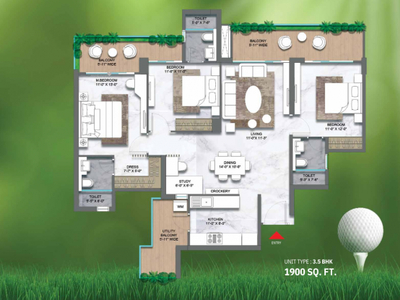1900 sq ft 3 BHK 3T Apartment for sale at Rs 1.90 crore in M3M Golf Hills Phase 1 in Sector 79, Gurgaon