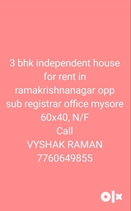 3 bhk independent house for rent in ramakrishnanagar opp sub register
