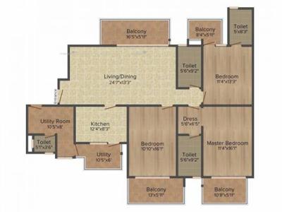2244 sq ft 3 BHK 3T NorthEast facing Apartment for sale at Rs 1.37 crore in Godrej 101 7th floor in Sector 79, Gurgaon