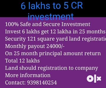 Security company properties registion on investment 6 lakhs to 5 CR