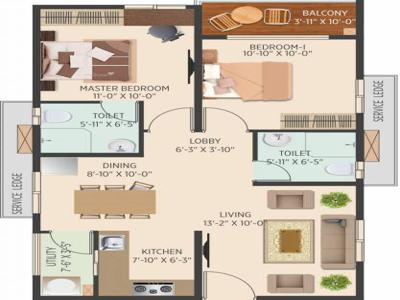 1010 sq ft 2 BHK 2T Under Construction property Apartment for sale at Rs 59.58 lacs in Muppa Melody 2th floor in Osman Nagar, Hyderabad