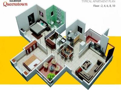 1039 sq ft 2 BHK 2T Apartment for sale at Rs 90.00 lacs in Gulmohar Queenstown in Kharadi, Pune