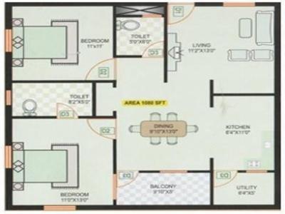 1080 sq ft 2 BHK 2T Apartment for rent in Celebrity Srivasines at Electronic City Phase 1, Bangalore by Agent Padma naban