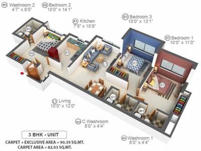 1147 sq ft 3 BHK 3T Apartment for rent in K Raheja Interface Heights at Malad West, Mumbai by Agent VSEstates