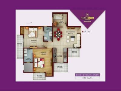 1165 sq ft 2 BHK 2T NorthEast facing Apartment for sale at Rs 50.50 lacs in Samridhi Luxuriya Avenue 10th floor in Sector 150, Noida