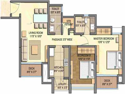 1197 sq ft 2 BHK 2T Apartment for rent in Lodha Aurum Grande at Kanjurmarg, Mumbai by Agent R S Properties