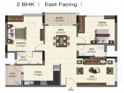 1265 sq ft 2 BHK 2T Under Construction property Apartment for sale at Rs 1.04 crore in Ramky One Galaxia Phase II 2th floor in Nallagandla Gachibowli, Hyderabad