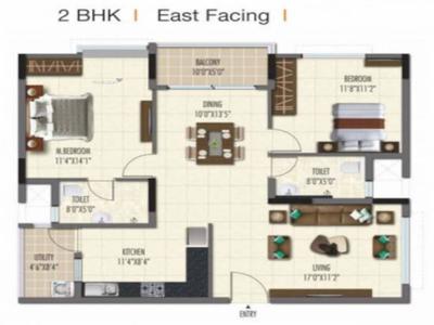 1268 sq ft 2 BHK 2T Under Construction property Apartment for sale at Rs 1.04 crore in Ramky One Galaxia Phase II 11th floor in Nallagandla Gachibowli, Hyderabad
