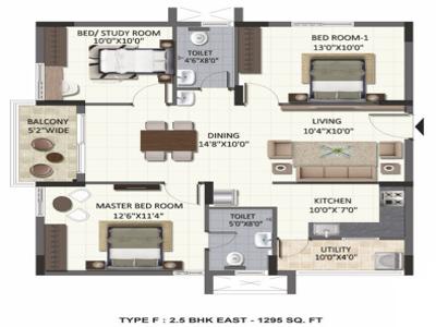 1295 sq ft 2 BHK 2T Under Construction property Apartment for sale at Rs 75.10 lacs in Ramky One Harmony 2th floor in Pragathi Nagar Kukatpally, Hyderabad