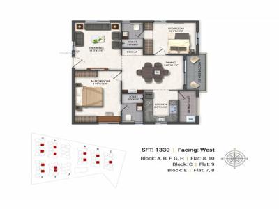 1330 sq ft 2 BHK 2T Apartment for sale at Rs 75.80 lacs in Aspire Spaces Ameya 12th floor in Miyapur, Hyderabad