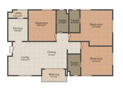 1628 sq ft 3 BHK 3T Completed property Apartment for sale at Rs 89.54 lacs in Indis PBEL City in Appa Junction Peerancheru, Hyderabad