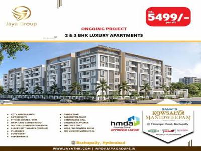 1700 sq ft 3 BHK 3T East facing Apartment for sale at Rs 93.48 lacs in Sanvi kowsalya manidweepam 6th floor in Bachupally, Hyderabad
