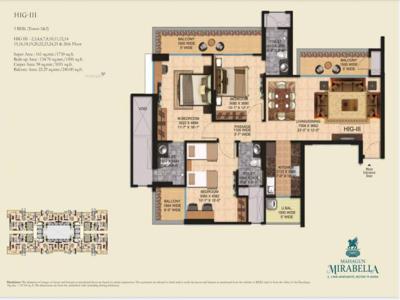 1730 sq ft 3 BHK 3T NorthEast facing Apartment for sale at Rs 1.30 crore in Mahagun Mirabella in Sector 79, Noida