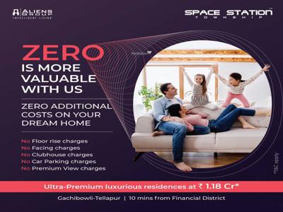 2132 sq ft 3 BHK 3T Under Construction property Apartment for sale at Rs 1.39 crore in Aliens Space Station 5th floor in Tellapur, Hyderabad
