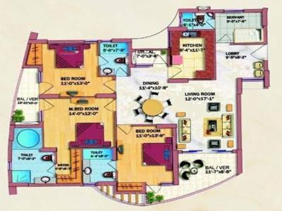 2150 sq ft 3 BHK 3T Apartment for sale at Rs 1.05 crore in Eldeco Olympia 8th floor in Sector 93A, Noida