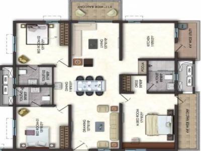 2240 sq ft 3 BHK 3T Apartment for sale at Rs 1.46 crore in Lansum El Dorado 33th floor in Narsingi, Hyderabad
