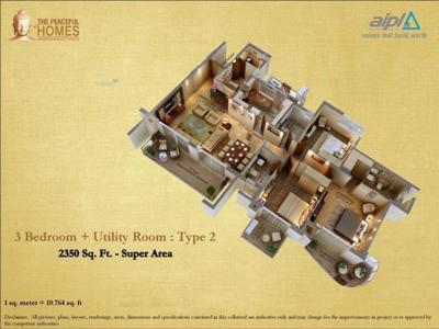 2350 sq ft 4 BHK 3T East facing Apartment for sale at Rs 1.64 crore in AIPL The Peaceful Homes in Sector 70A, Gurgaon