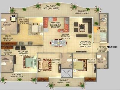 2655 sq ft 4 BHK 5T Apartment for sale at Rs 1.35 crore in Victory Crossroads 11th floor in Sector 143B, Noida