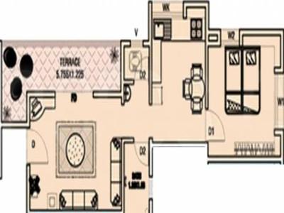 683 sq ft 1 BHK 1T East facing Apartment for sale at Rs 50.00 lacs in Aarav Castles 1th floor in Kharadi, Pune