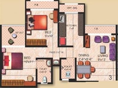 865 sq ft 2 BHK 2T Apartment for rent in Tharwani Ritu World at Badlapur West, Mumbai by Agent Denrosh Estate Agency