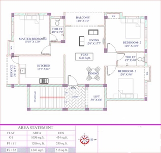 1240 sq ft 3 BHK 2T East facing Completed property Apartment for sale at Rs 95.50 lacs in Project in Madipakkam, Chennai