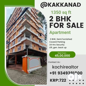 1350 sq ft 2 BHK specoius Apartment for sale at Kakkanad