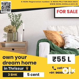 Close to Thrissur Railway Station/3BHK Villa For Sale@Thrissur Town