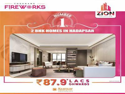 1133 sq ft 2 BHK 2T East facing Apartment for sale at Rs 85.00 lacs in KUMAR PROPERTIES FIREWORKS 20th floor in Magarpatta Road, Pune