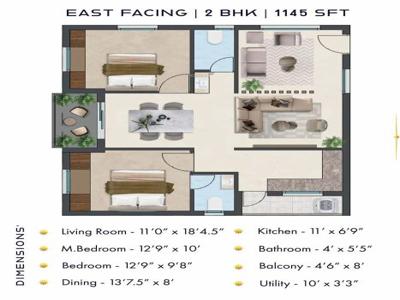 1145 sq ft 2 BHK 2T Apartment for sale at Rs 52.31 lacs in Project in Sangareddy, Kolkata