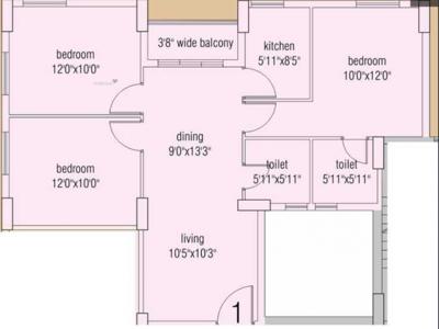 765 sq ft 3 BHK 3T Under Construction property Apartment for sale at Rs 51.26 lacs in Loharuka Urban Vista Phase 1 & 2 9th floor in Rajarhat, Kolkata