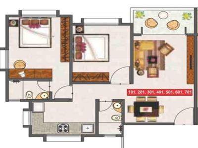 882 sq ft 2 BHK 2T West facing Apartment for sale at Rs 50.00 lacs in ARK Ganga Alfa Paradise 3th floor in Wagholi, Pune