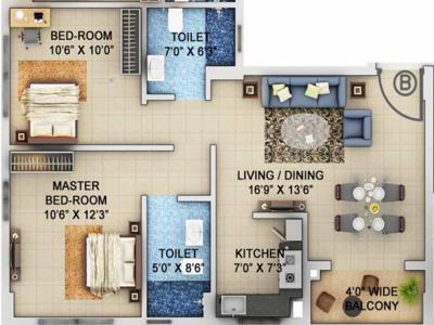 951 sq ft 2 BHK 2T Completed property Apartment for sale at Rs 33.29 lacs in Signum Windmere 3th floor in Madhyamgram, Kolkata