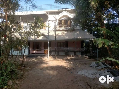 Newly constructed house with boundary wall, well