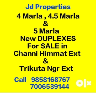 4,5,7,10 Marla New KOTHIS in Trikuta Ngr & Channi For SALE 1.25 cr +