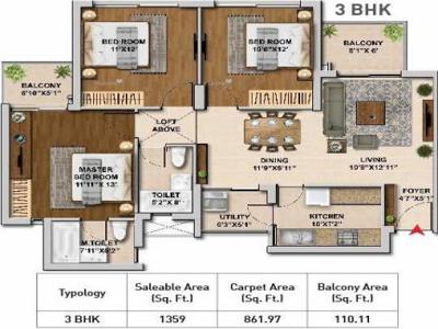 1359 sq ft 3 BHK 3T Apartment for sale at Rs 93.00 lacs in Hero Homes Gurgaon in Sector 104, Gurgaon