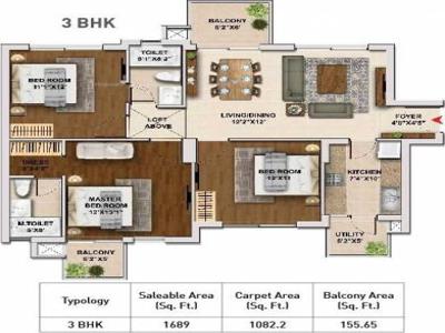 1689 sq ft 3 BHK 3T Apartment for sale at Rs 1.15 crore in Hero Homes Gurgaon in Sector 104, Gurgaon