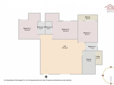 1415 sq ft 3 BHK 3T South facing Apartment for sale at Rs 75.00 lacs in Kalpataru Lake View in JP Nagar Phase 7, Bangalore