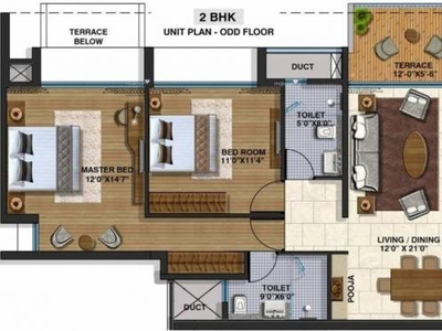 1323 sq ft 2 BHK 2T Apartment for rent in Lodha Belmondo at Gahunje, Pune by Agent Om Realty