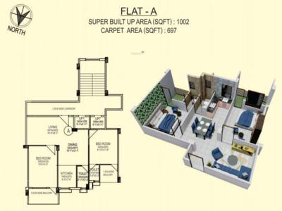 1002 sq ft 2 BHK 2T NorthEast facing Completed property Apartment for sale at Rs 63.50 lacs in Project in Patipukur, Kolkata