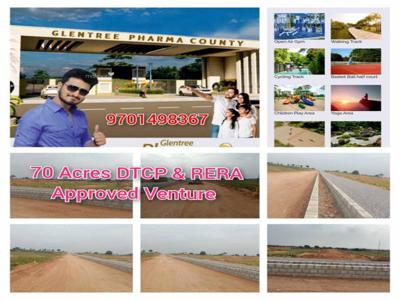 1485 sq ft West facing Plot for sale at Rs 15.68 lacs in Open plots for sale in low budget at Hyderabad Pharmacity Srisailam highway in Nandiwanaparthy, Hyderabad