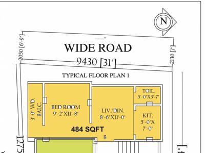 484 sq ft 1 BHK 1T SouthWest facing Completed property Apartment for sale at Rs 14.52 lacs in Project in Dum Dum Cantonment, Kolkata