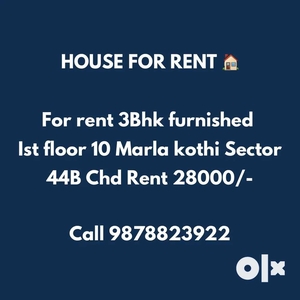 3Bhk Furnished 1st Floor for Rent