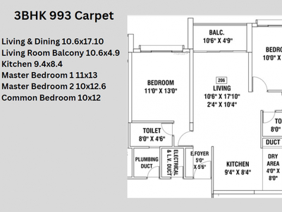 1107 sq ft 2 BHK 2T Apartment for sale at Rs 83.00 lacs in Project in Phase 3, Pune