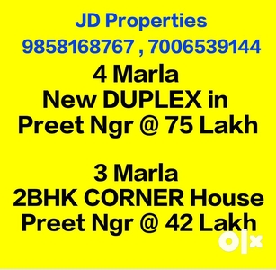 4 Marla New DUPLEX @75 Lkh, 3 Marla Corner House @42 Lkh in Preet Ngr