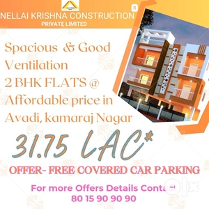 2bhk with balcony & utility with free car parking at AVADI near rly st